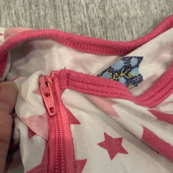 Kickee Pants Pink and White Star Footie - Picture 4 of 4
